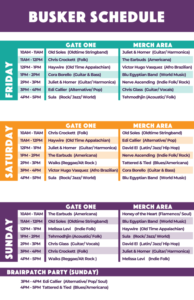 Busker Schedule California Worldfest 2023